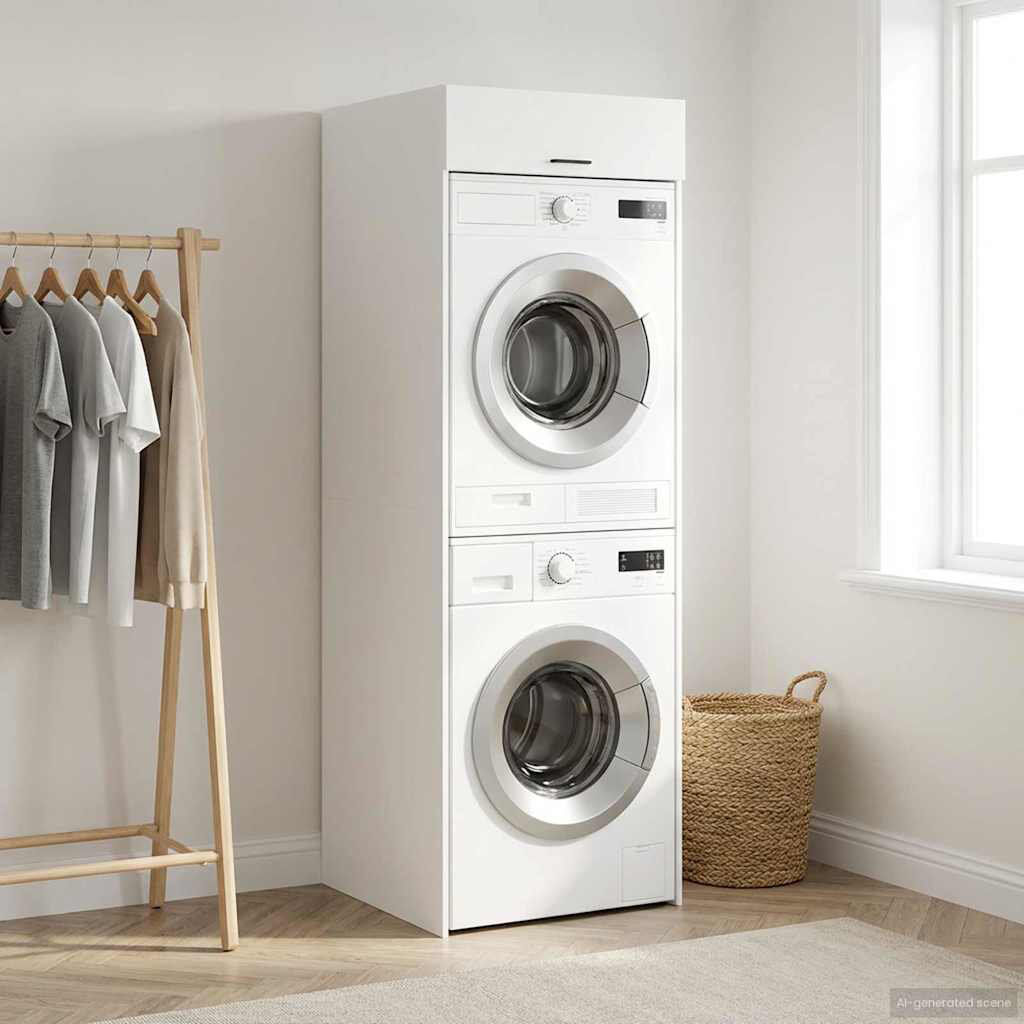 17 Stories Freestanding Bathroom Cabinet White 200cm H X 67.5cm W X 68cm D