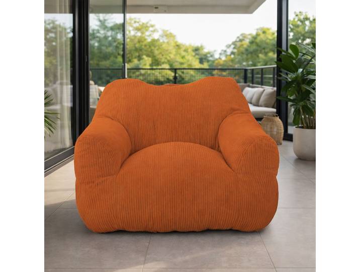 Pouf Poire Xxl Avec Accoudoirs\, Fauteuil Relax Ergonomique\, Orange