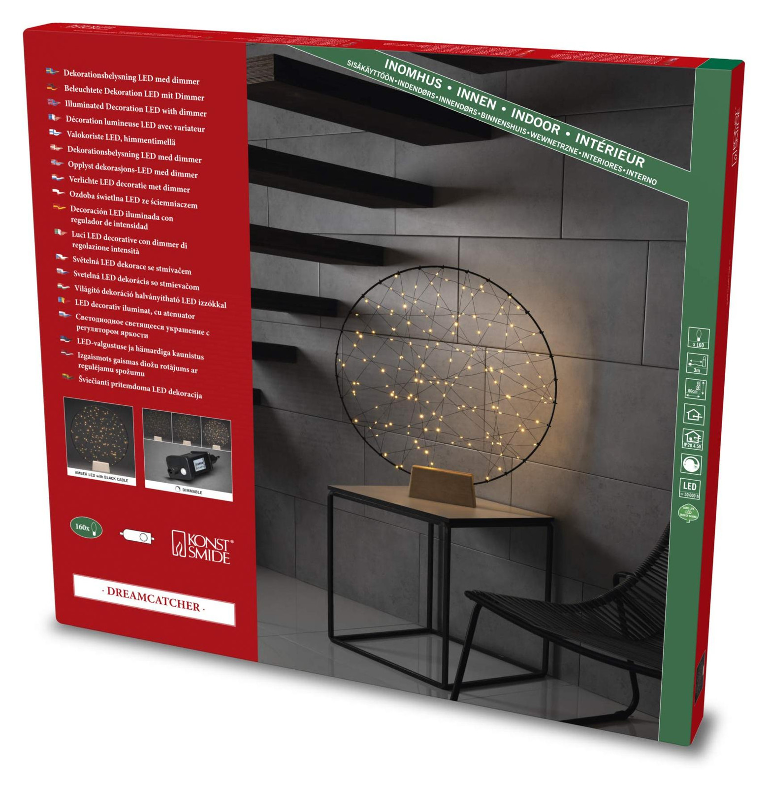 Konstsmide Dreamcatcher met LED-verlichting in extra warmwit, Diameter: 64 cm