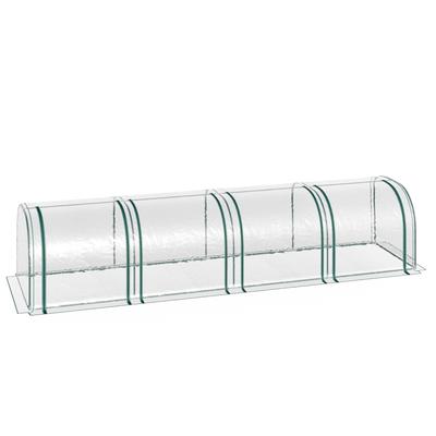 STILVORA Tunnelgewächshaus Garten Folientunnel 395x100x80cm Transparent mit 4 Reißverschlussfenstern, Stahlrahmen pulverbeschichtet, PVC Folie lichtdurchlässig
