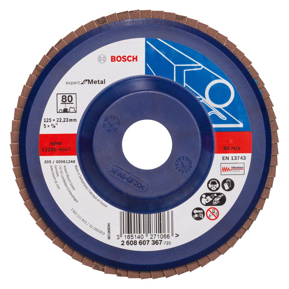 Bosch Professional Zubehör Fächerschleifscheibe X551 Expert for Metal, gerade, 125 mm, 80 (80) (2608607367)