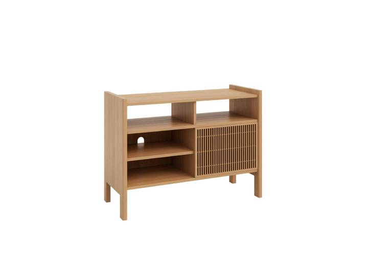 Buffet petit en pin massif verni couleur chêne 102,2 cm