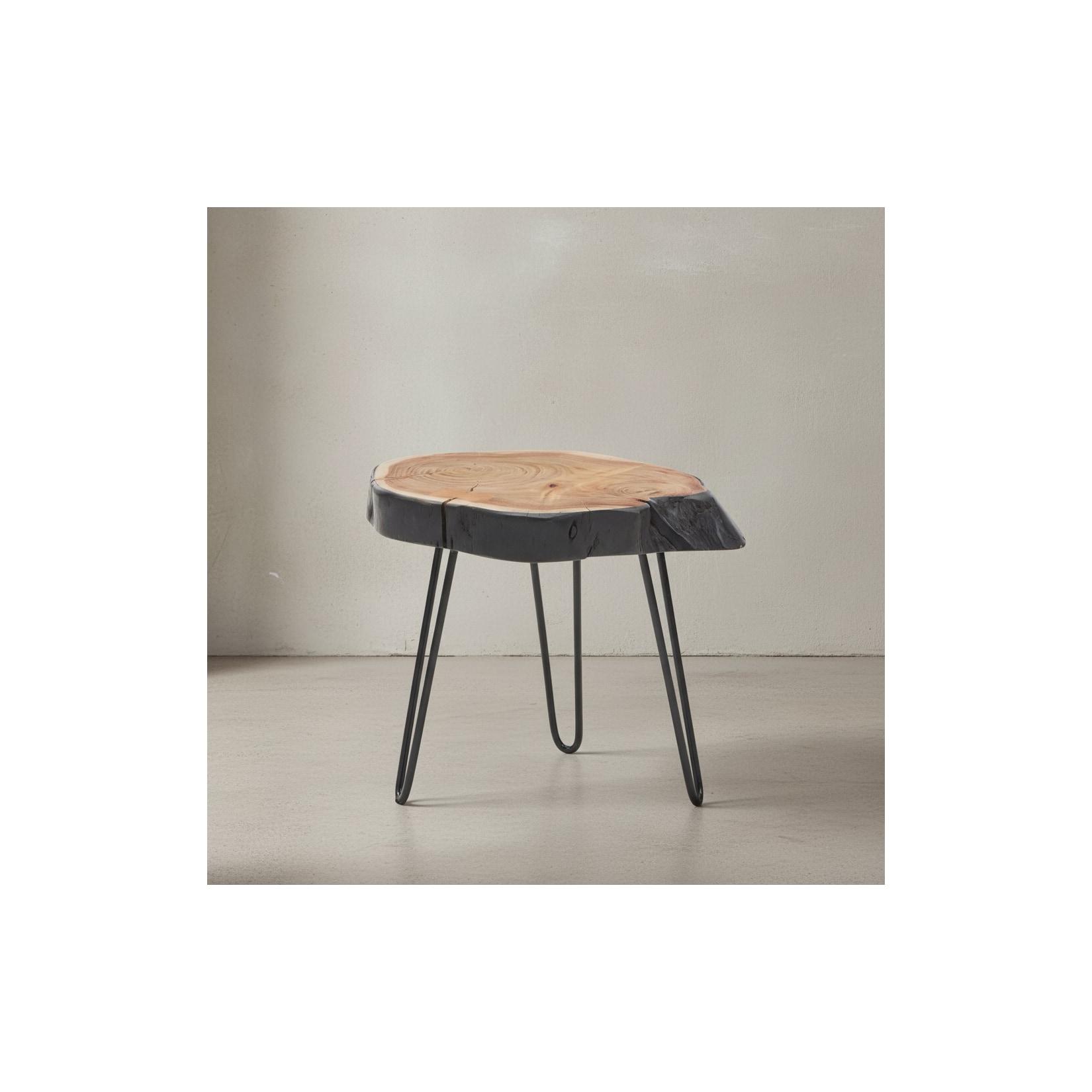 KADIMA DESIGN Massivholz Beistelltisch, Industrial-Stil, Handgefertigt, Baumkante Design
