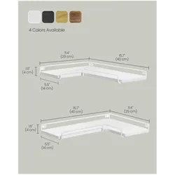 Vasagle, Regal, Wandregale-Set weiss 29,0 / 40,0 x 14,0 x 4,0 cm, 1 Set (40 x 14 x 4 cm)