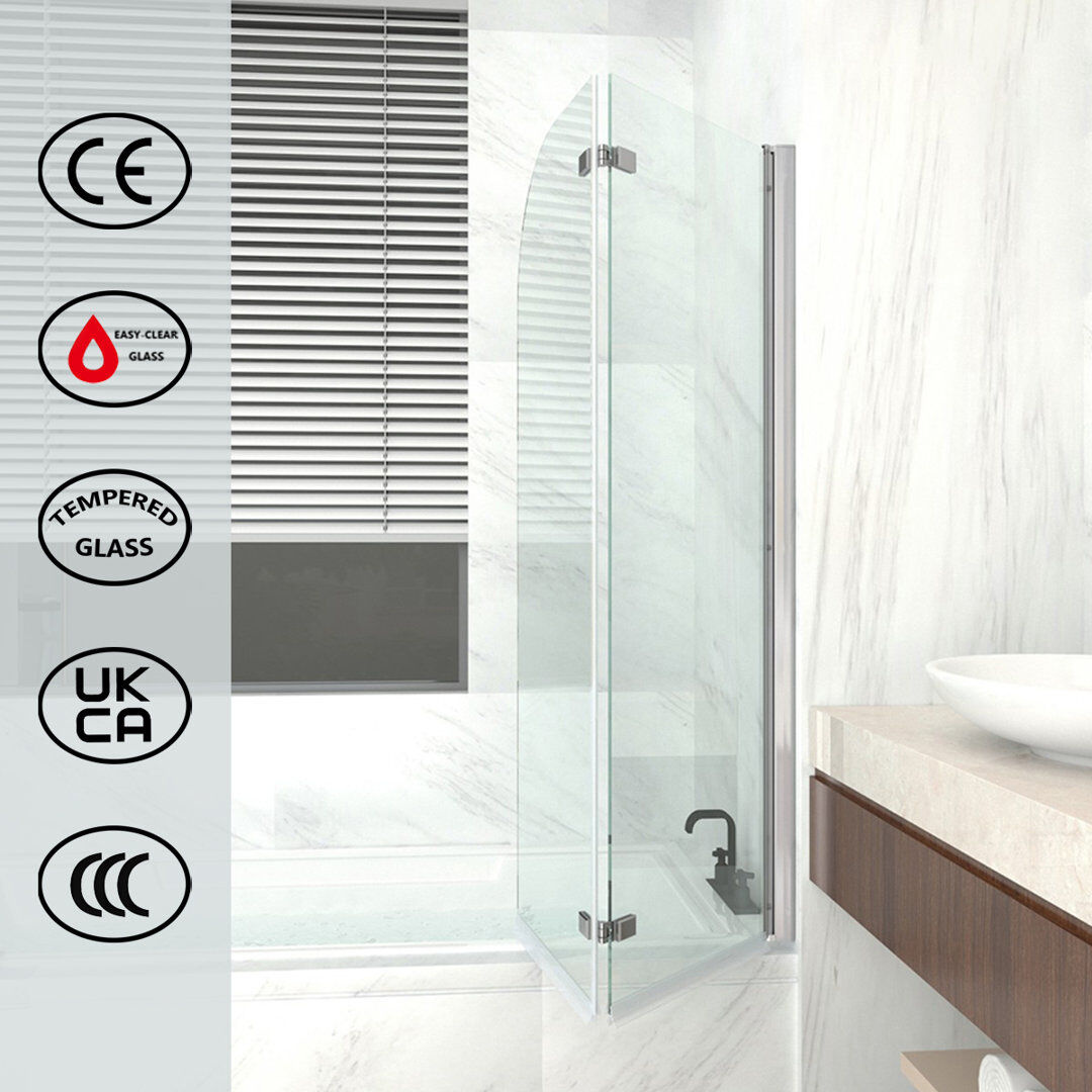 Belfry Bathroom Mahler 46.1mm - 92.2mm W x 140mm H Hinged Semi-Frameless Tub Door with Clear Glass Polished Chrome 140mm H