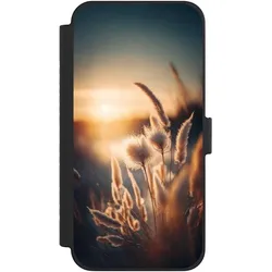 Nivocase Klapphülle für Apple iPhone 15 Pro Max Handyhülle aus Kunst Leder NIVOflip schwarz Natur Sonne (Apple iPhone 15 Pro Max), Smartphone Hülle, Schwarz