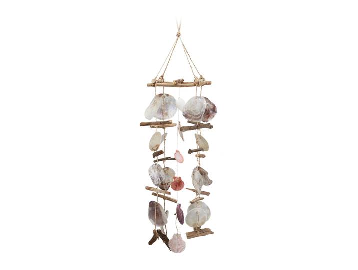 Windspiel Treibholz mit Muscheln Hellbraun