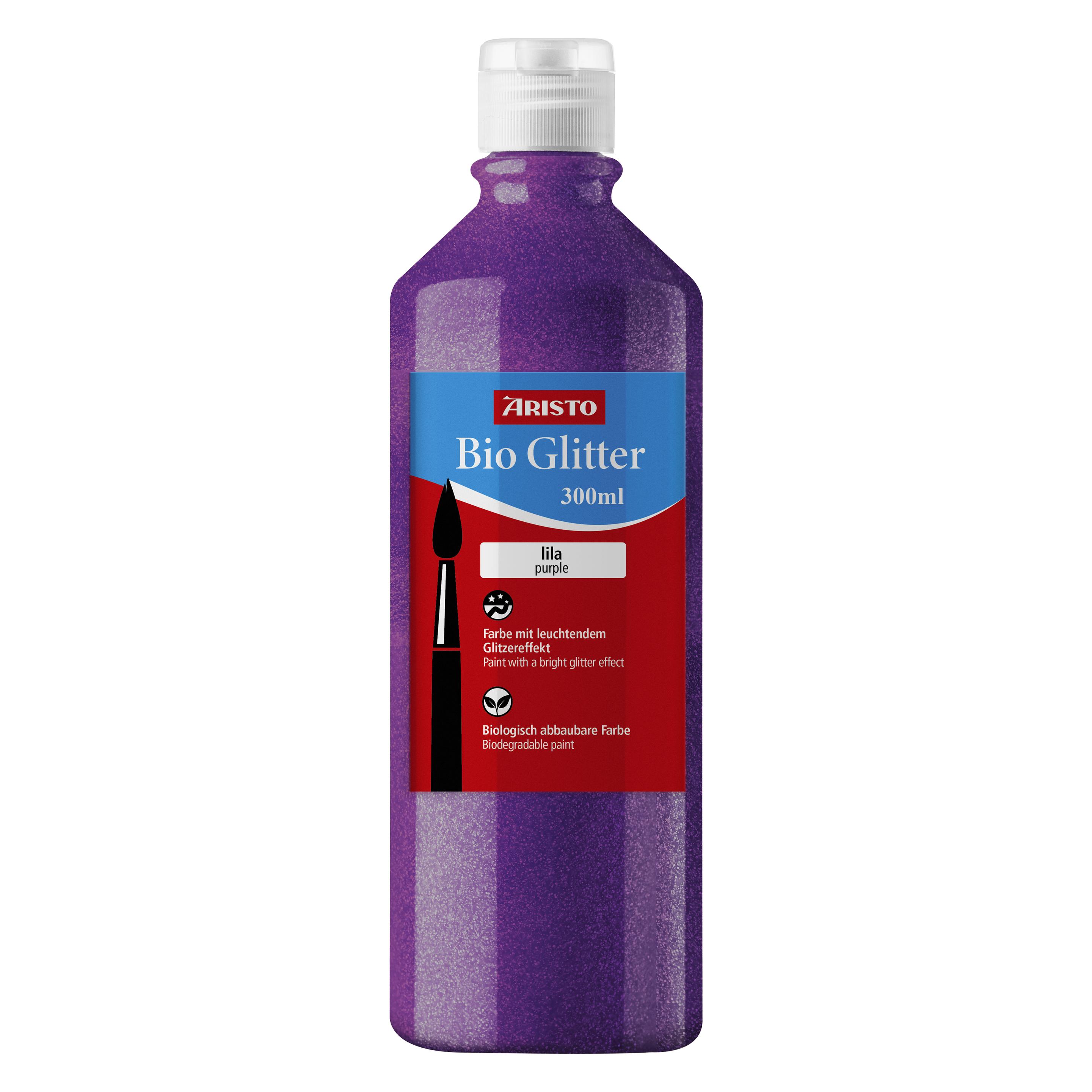 Aristo Bioglitter Paint, Flüssigmalfarbe mit Glitzereffekt, 300 ml Flasche, lila (300 ml) (AR32350)