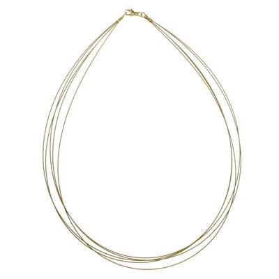 Halsreif OSTSEE-SCHMUCK "- Nyloncollier 5-reihig -goldfarben- - Edelstahl -" Gr. 45, gold (goldfarben, gelb), Halsketten, Damen, 45, Edelstahl