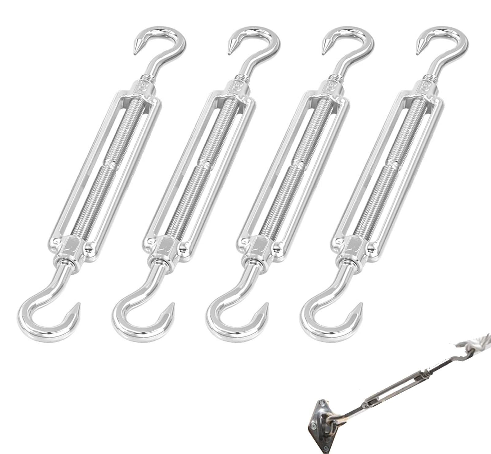 Selius Spanschroef kabelspanner 4 stuks, RVS 304, verstelbare haak en oog spanner