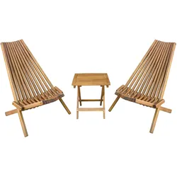 2er Set Holzliegestuhl mit Tisch aus Akazie klappbar