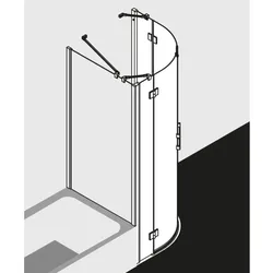 Kermi Liga Viertelkreis-Schwingtür bodenfrei mit 2 Festfeldern LIE5509020VAK 90x90x200cm, silber/hochglanz