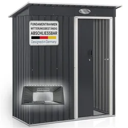 Juskys Metall Gerätehaus Geräteschuppen S - Pultdach, Schiebetür & Fundamentrahmen 1 m2 anthrazit