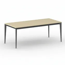 Bürotisch PRIMO ACTION 200x90 cm, schwarzes Metallgestell, Birke