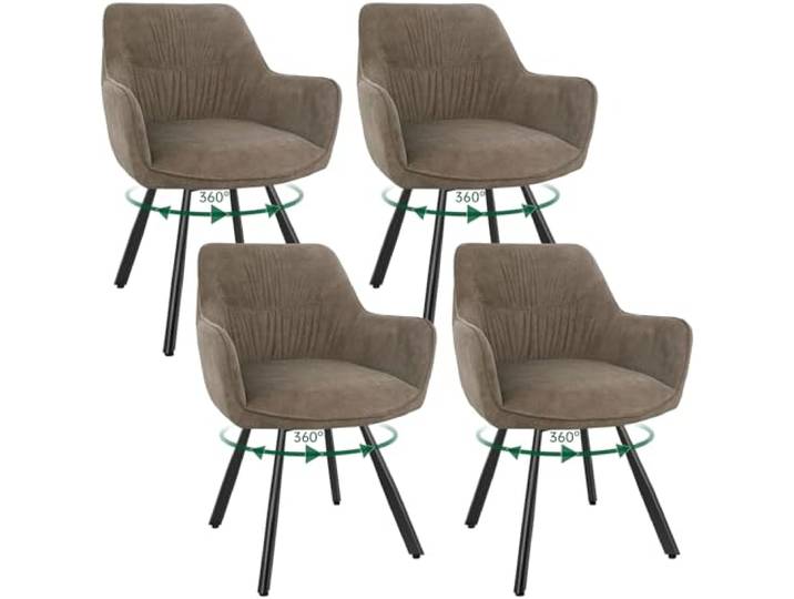 WAFTING Esszimmerstuhl 4er Set drehbar 360°, Polsterstuhl Samt, Braun Armlehnstuhl drehbar,Moderner Stühle für Esszimmer,Küchenstuhl für Wohnzimmer,Arbeitszimmer,Schlafzimmer