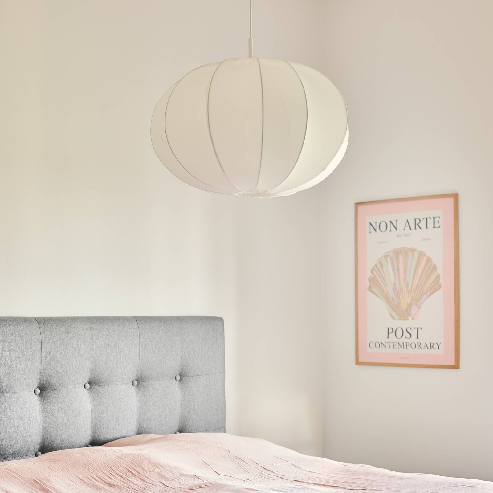 Nordlux Pendant Light Aeron, dimmable, White / opal, Bedroom, Textile / fabric / silk, Ceiling Light