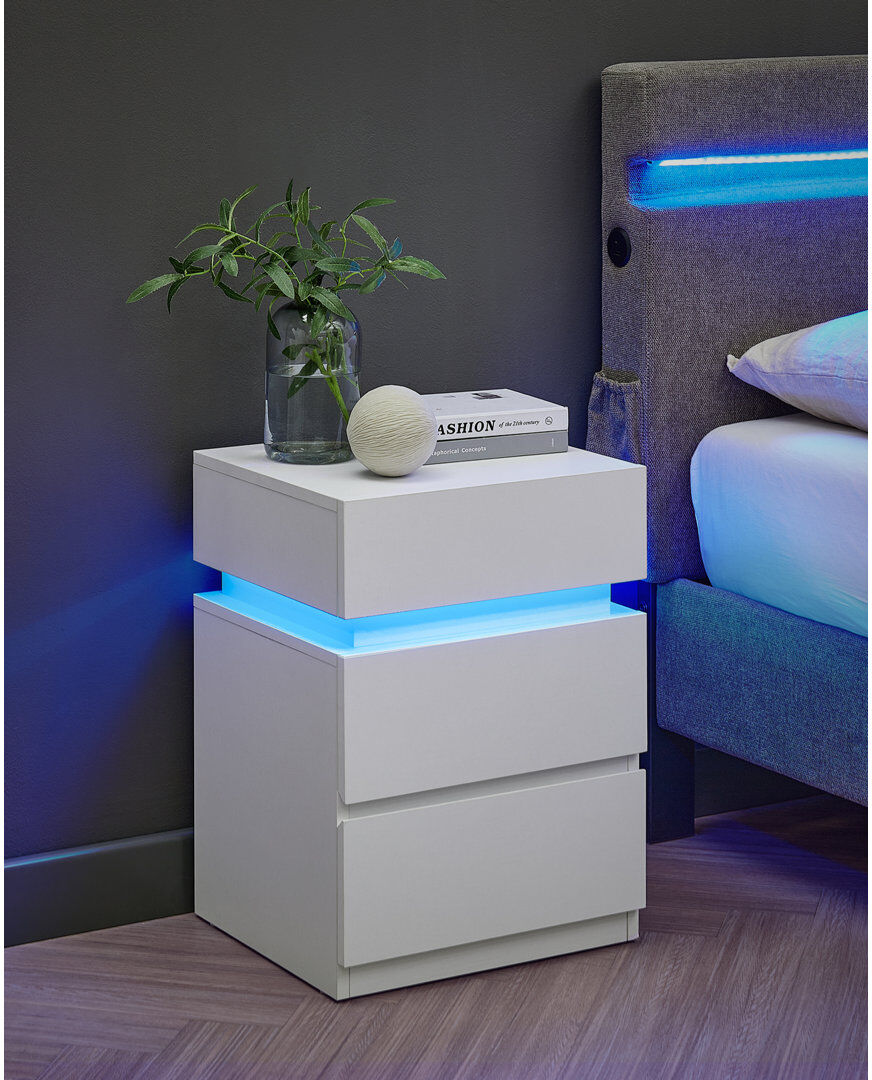 Metro Casein 40cm W Manufactured Wood Bedside Table Cloud White 55cm H X 40cm W X 35cm D