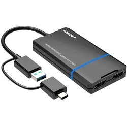 MicroConnect USB-C or USB A 2in1 to HDMI (HDMI), Video Adapter, Schwarz