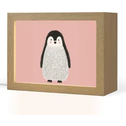 NACHTTISCHLAMPE Pinguin - Punkte - Minimalistisch - Rosa 20x15 cm