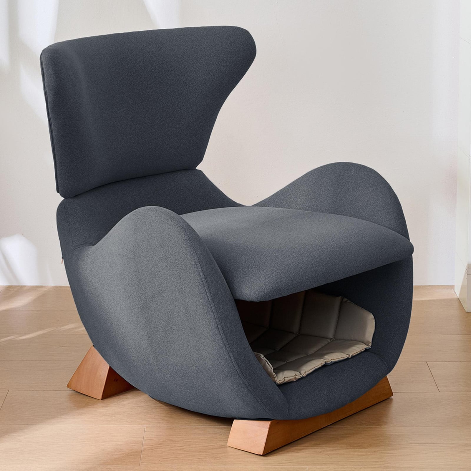 STILVORA Design loungefauteuil Walvis met plek voor huisdieren, grijs