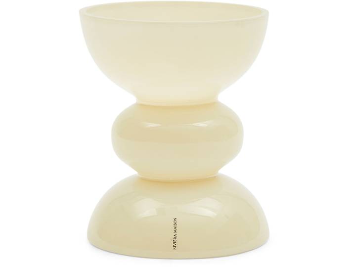 RIVIERA MAISON Kerzenständer RM weiss Glas H 15.5 cm - Kerzenständer