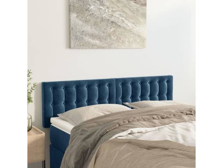 Têtes de lit - MOTHINESSTO - LY7486 - Velours bleu foncé - 2 pièces - Hauteur réglable