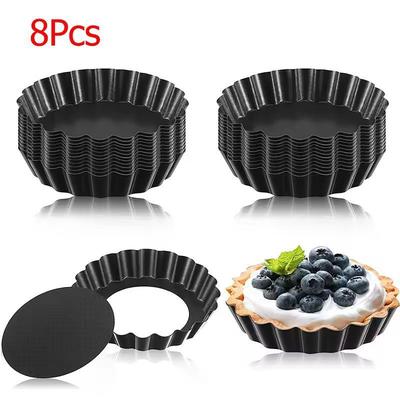 LMETJMA 8 Cm Nonstick Mini Tart Pans Removable Bottom Egg Tart & Cupcake Molds 8pcs