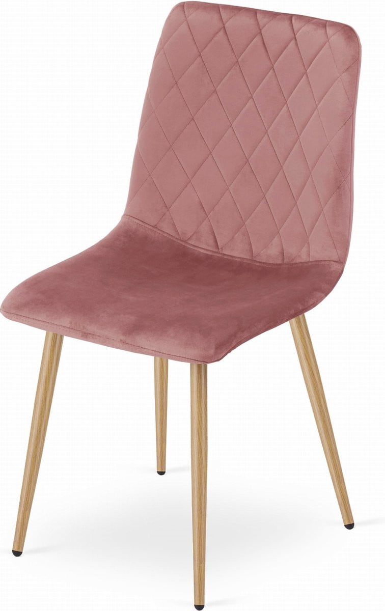 Viking Choice Turin Velvet eetkamerstoel - roze - set van 4