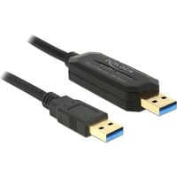 USB 3.2 Gen 1 DataLink Kabel, USB-A Stecker > USB-A Stecker schwarz, Data Link + KM Switch
