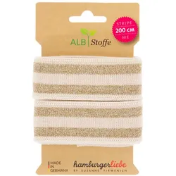 Albstoffe Bio-Band "Stripe Me Glam" mit Glitzer, creme/gold, 2 m
