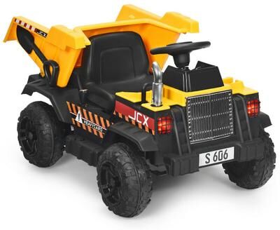 Costway 12V Battery Kids Ride On Dump Truck with Electric Bucket and Dump Bed-Yellow