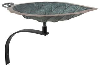 Achla Designs Aspen Leaf Birdbath w/Wall Mount Bracket, 15 Inch Long, Antique Brass Plated