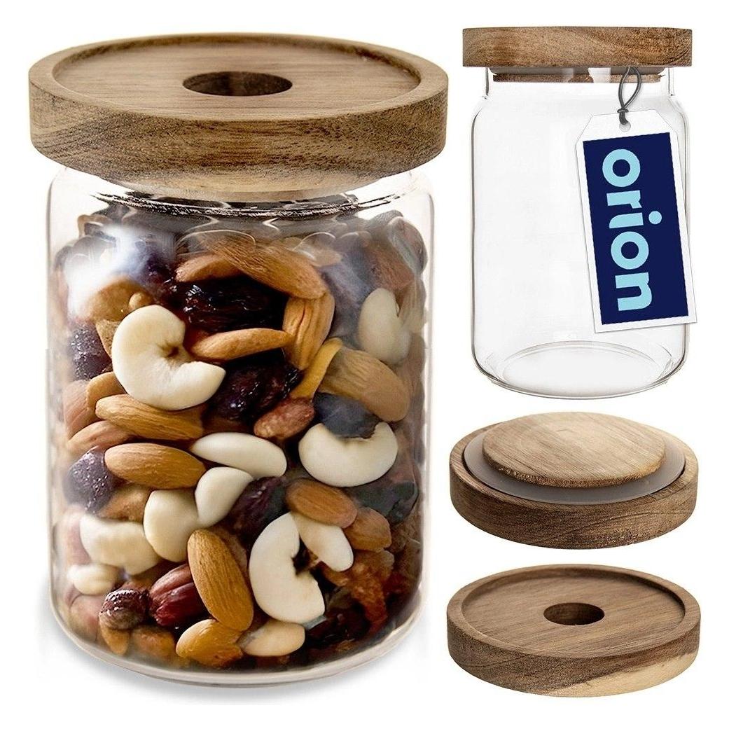 Lumarko Pojemnik na Orzechy Płatki Makaron Szklany z Pokrywką Uszczelką ORION 970ml (0.97 l) (62486278)
