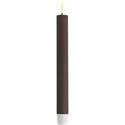 Deluxe Homeart LED 2er Set Stabkerze Real Flame, 24 cm, Ø 2,2 cm, 2er Set, mokka