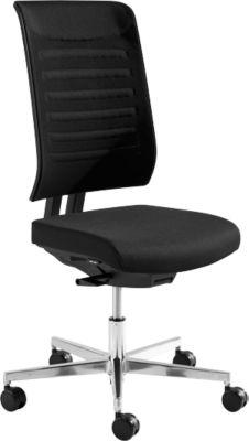 Schäfer Shop Genius Bürostuhl SSI PROLINE PREMIUM S2, teilautomatische Synchronmechanik, ohne Armlehnen, Netz-Rückenlehne, schwarz/alusilber