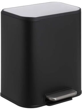 Garvee 20L Stainless Steel Step Trash Can - Soft Close Lid and Removable Bucket - Sleek Rectangular Waste Bin, Black