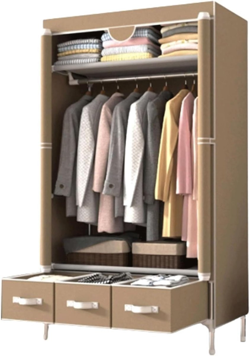 Draagbare garderobe met lades en deuren in grijs