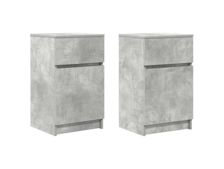 KUPTYERFG Nachttisch 2er Set Betongrau 39x35x65 cm Beistelltisch Modernes Nachtschrank Set für Schlafzimmer mit flexibler Türmontage, viel Stauraum und pflegeleichter Oberfläche.
