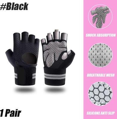 Inspire Select Weightlifting Gym Gloves With Wrist Support Full Palm Workout Gloves For Men & Women CrossFit Fitness Training black s