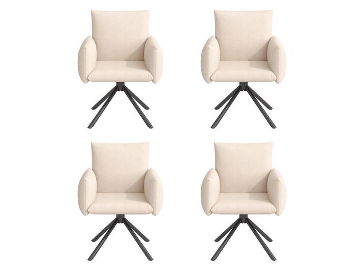 Flieks Esszimmerstuhl 4er Set Drehstuhl Samt Beige Lordosenstütze, 60x86x64 cm, Esszimmer, Stühle, Armlehnstühle