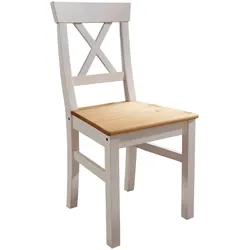 3S Frankenmöbel »Country« Massivholz Holzstuhl weiss WZ-0133 / Weiss gewachst, eichefarbige Sitzfläche