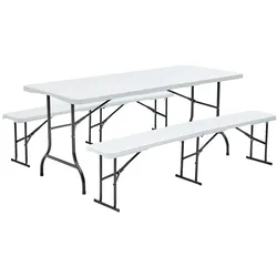 Oviala Business Klapptisch 180 cm und 2 klappbare Bänke - Oviala