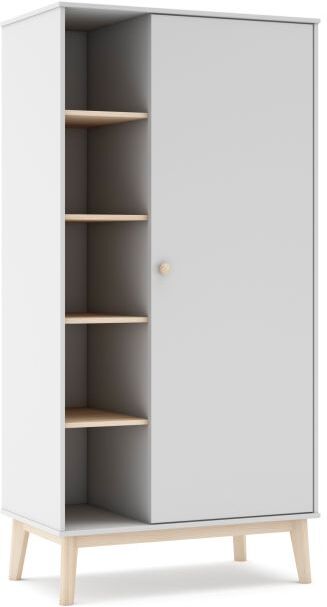 duehome Armario juvenil de 1 puerta y estante 90x181 cm Misty Breeze - Blanco  - Oak Soft