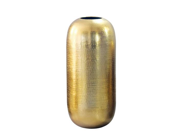 Mid.you Vase, Goldfarben, Metall, rund, 45 cm, handgemacht, zum Stellen, Dekoration, Vase, Metallvase