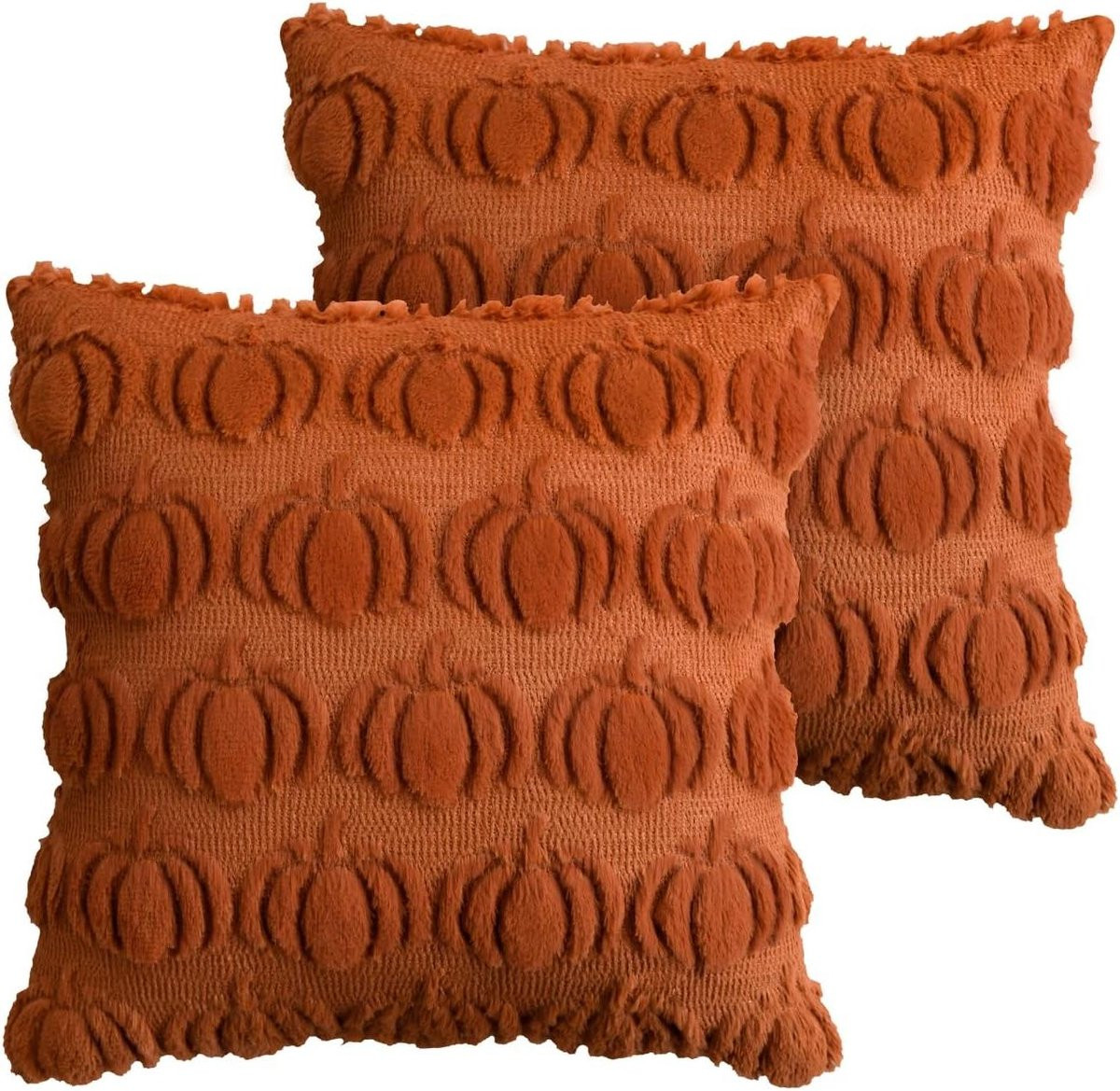 Allecto Kussenhoezen Herfst - Set van 2 - Karamel - Zachte Pluche - 40 x 40 cm