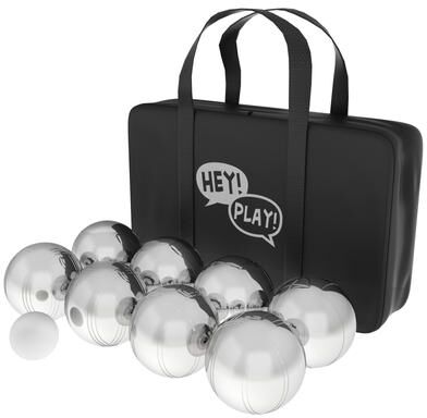 Petanque / Boules Set For Bocce and More with 8 Steel Tossing Balls, Cochonnet, and Carrying Case by Hey! Play!