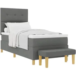 vidaXL, Boxspringbett, Boxspringbett Mit Matratze Stoff Dunkelgrau (100 x 200 cm)