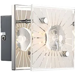 LED Wandlampe Wandleuchte Muster Glas Chrom Kristalle H 10 cm Wohnzimmer Schlafzimmer