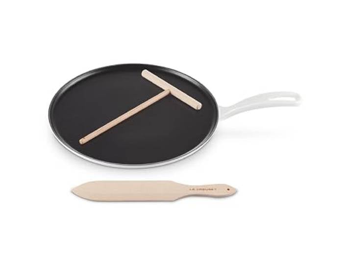 Le Creuset Traditionelle runde Crêpespfanne aus emailliertem Gusseisen, 26 cm, Weiß