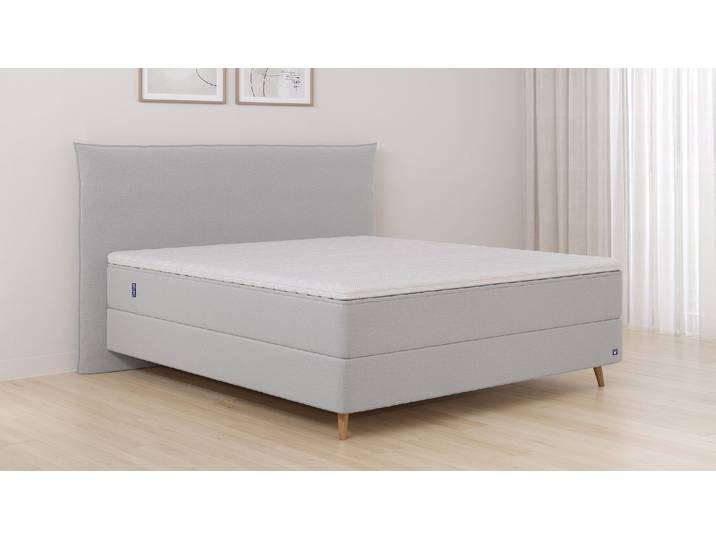 BRUNO Boxspringbett Premium 160x200cm in Hellgrau Matratzen-Härtegrad: Links H3 / Rechts H3 mehrfach ausgezeichnet in Design & Qualität